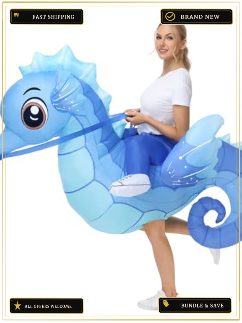 Inflatable Seahorse Costume Adult Blow Up Halloween Funny Sea Animal